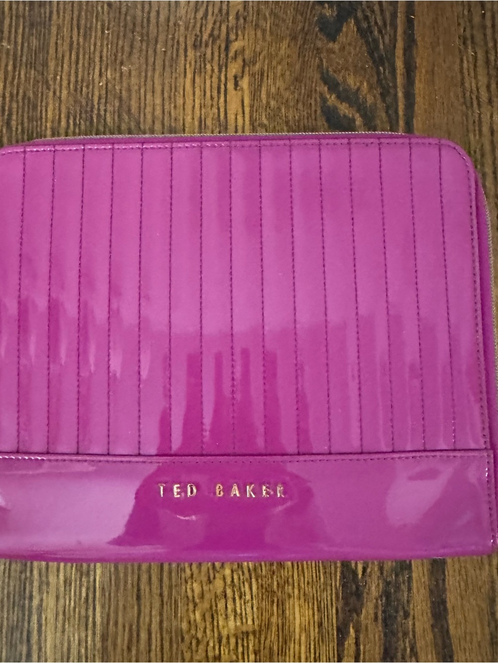 Ted Baker Patent Quilted Tablet Case in Magenta Pink
